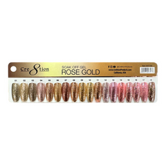 Cre8tion Rose Gold Gel 0.5oz - Full Set 18 colors w/ 3 Top Diamond 0.5oz & 1 Color Chart