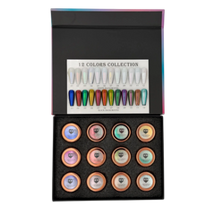 HNS NAIL CHROME POWDER 12 COLORS COLECCTION free 2 base chorme HNS