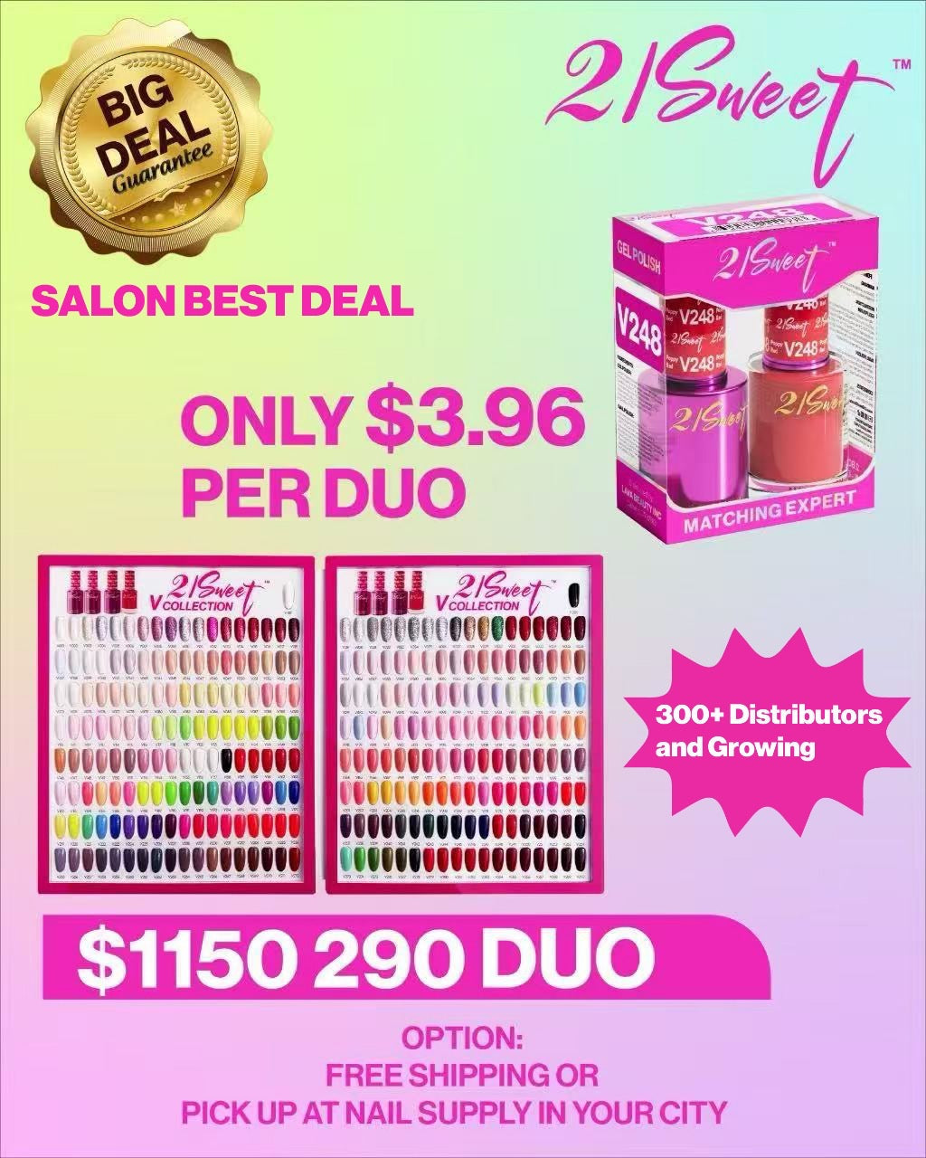 21Sweet V 290 Colors Duo Set, Gel + Lacquer [33% Off]