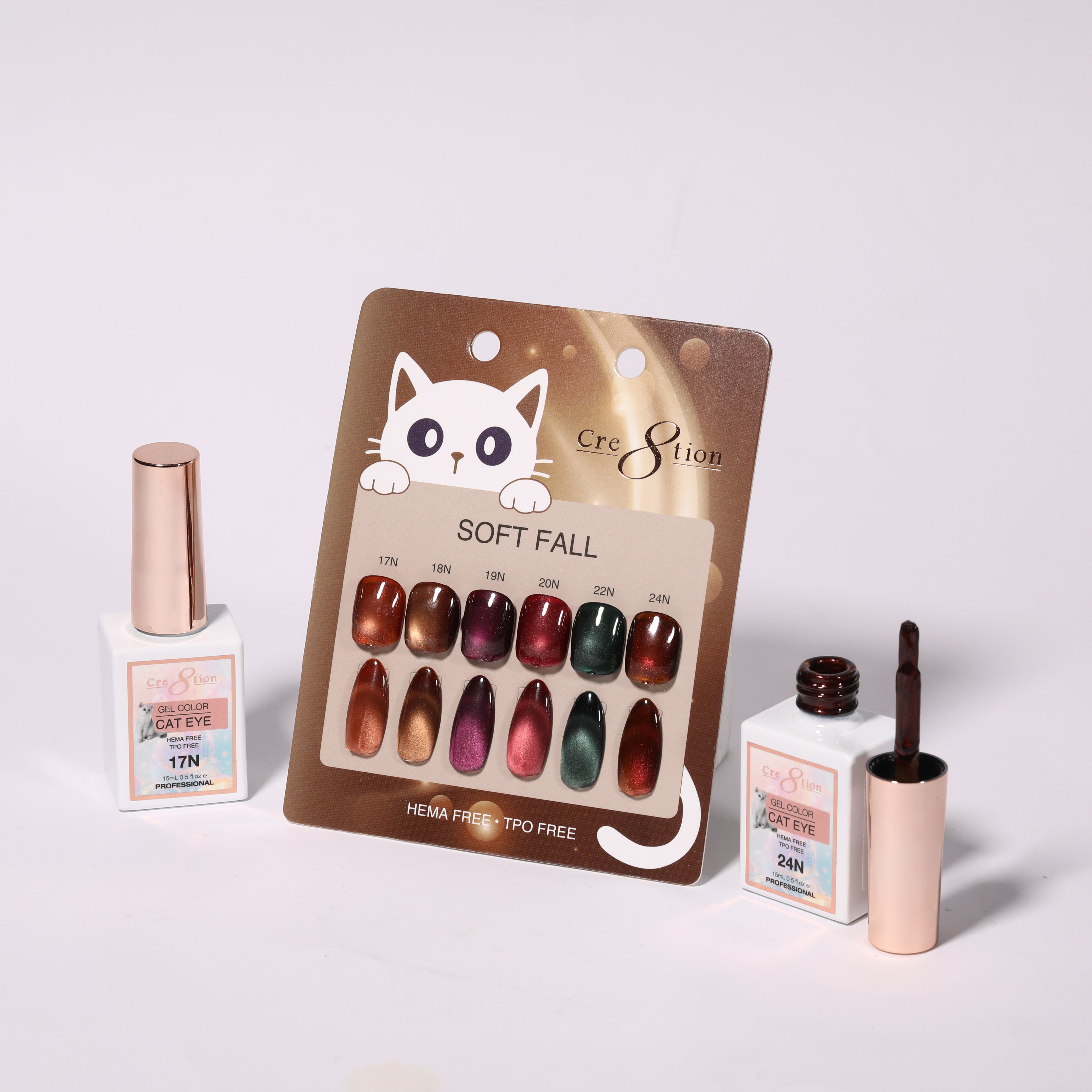 Cre8tion Cat Eye Soft Fall Set - 6 Colors w/ 1 Calendar Display