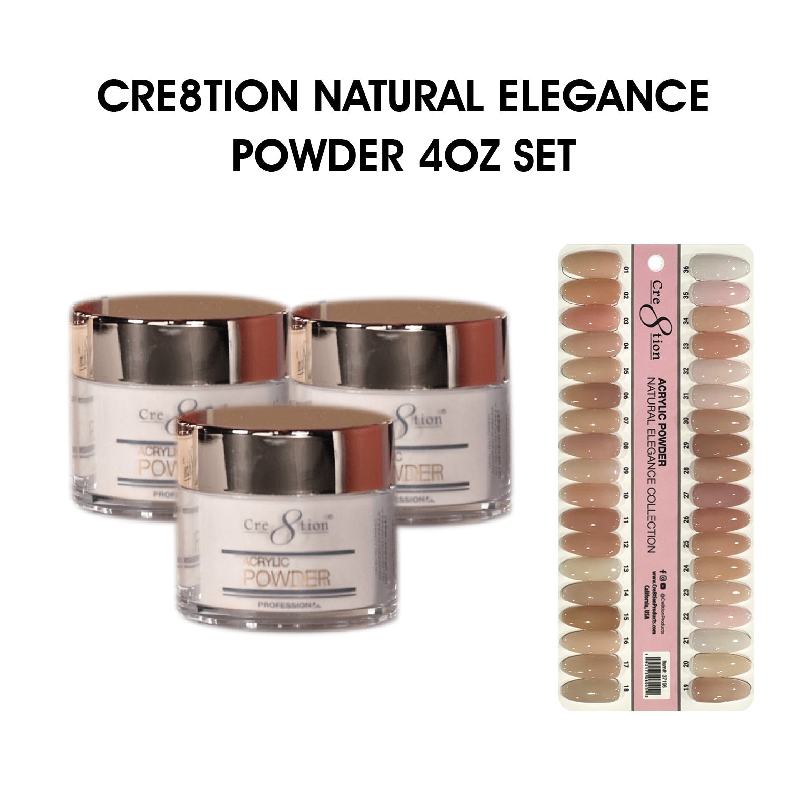 Cre8tion Natural Elegance Powder - Full Set 36 Colors w/ 1 Set Color Chart