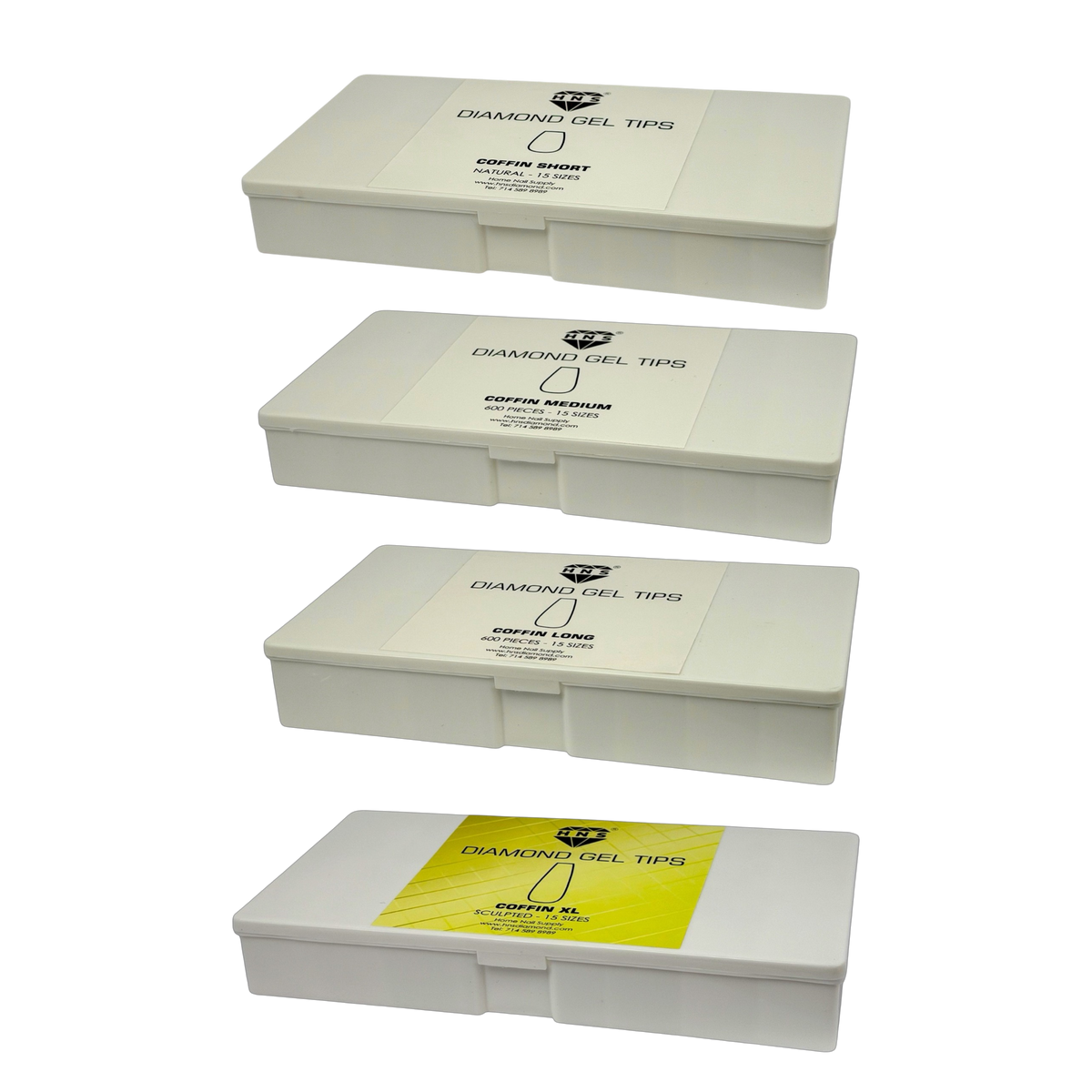 HNS DIAMOND GEL TIPS COFFIN