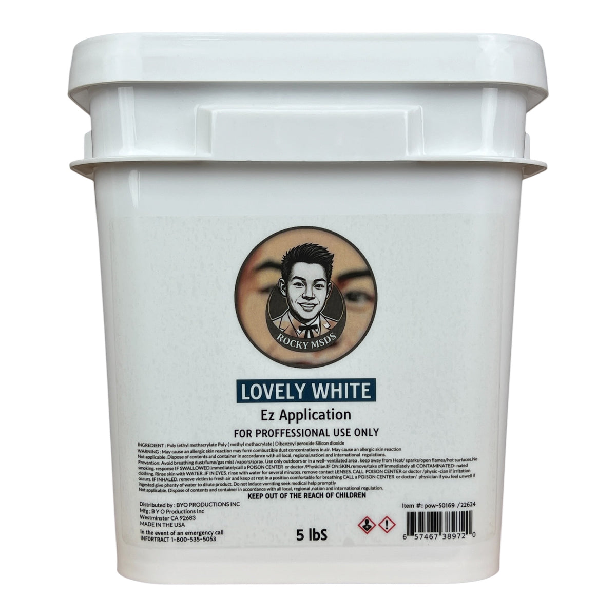 Rocky MDSD Lovely White Nail Powder 5lbs [Buy 1 Free 1 Base & 1 Top Rocky TPO HEMA Free]